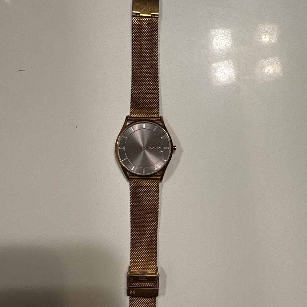 Skagen ladies watch with rose gold band